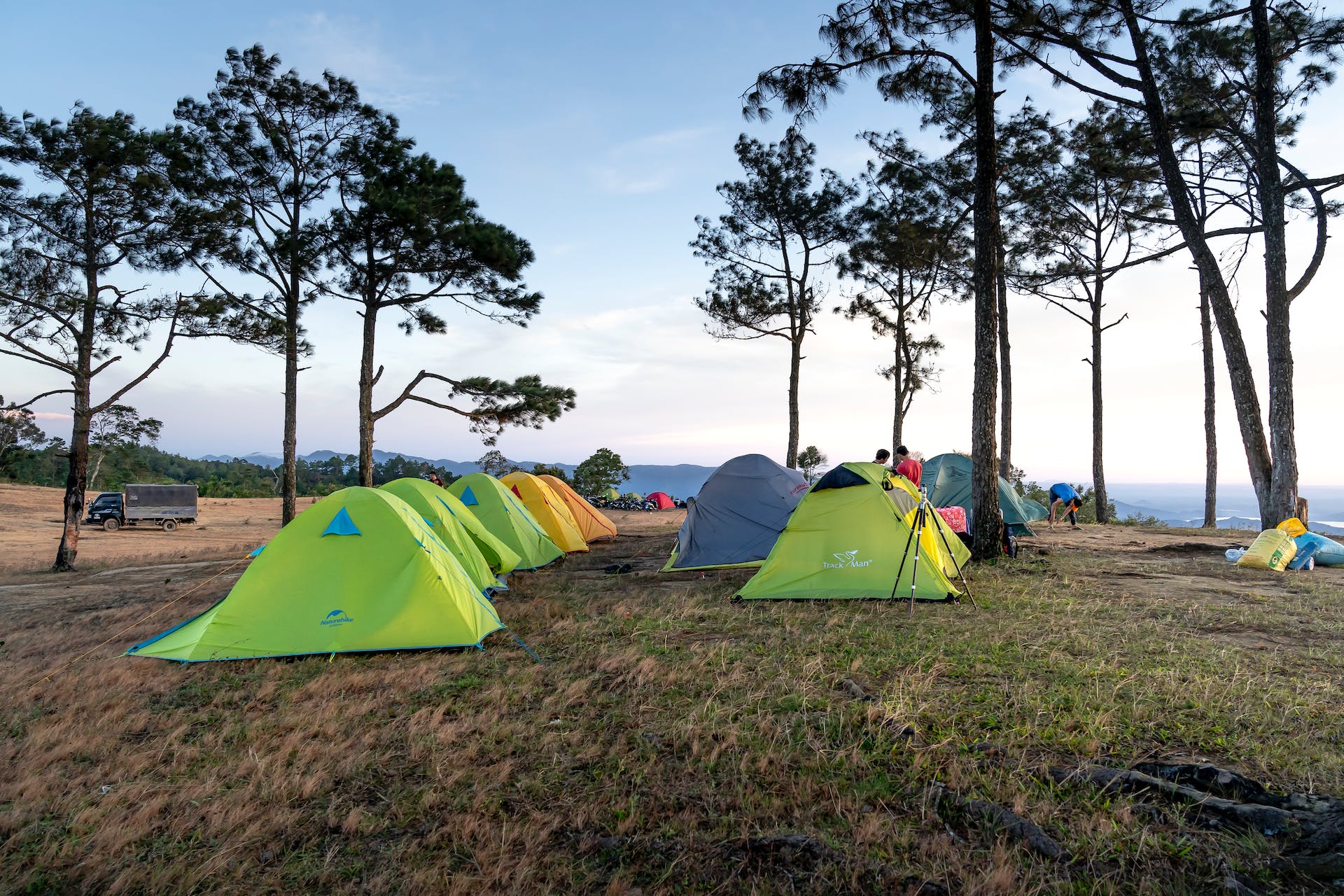 Warm tent camping 